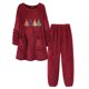 thumbnail image 2 of Puntoco Conjuntos de pijama cómodos para mujer Conjunto de dos piezas de top y pantalón de color liso con cuello redondo y costuras largas e informales para mujer, 2 of 3