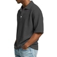 thumbnail image 4 of Domuza Polo Shirts for Men Short Sleeve Collared Waffle Shirt Summer Lightweight Golf Shirts Beach T-Shirts Black 4XL, 4 of 8