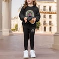 thumbnail image 2 of CAICJ98 Girls 2 Piece Outfits Oversized Long Sleeve Crewneck Graphic Sweatshirt Top Slim Fit Stretchy Leggings Pants Set Fall Winter Clothes for Casual Everyday Sporty Wear,Size 5-6 Years, 2 of 7
