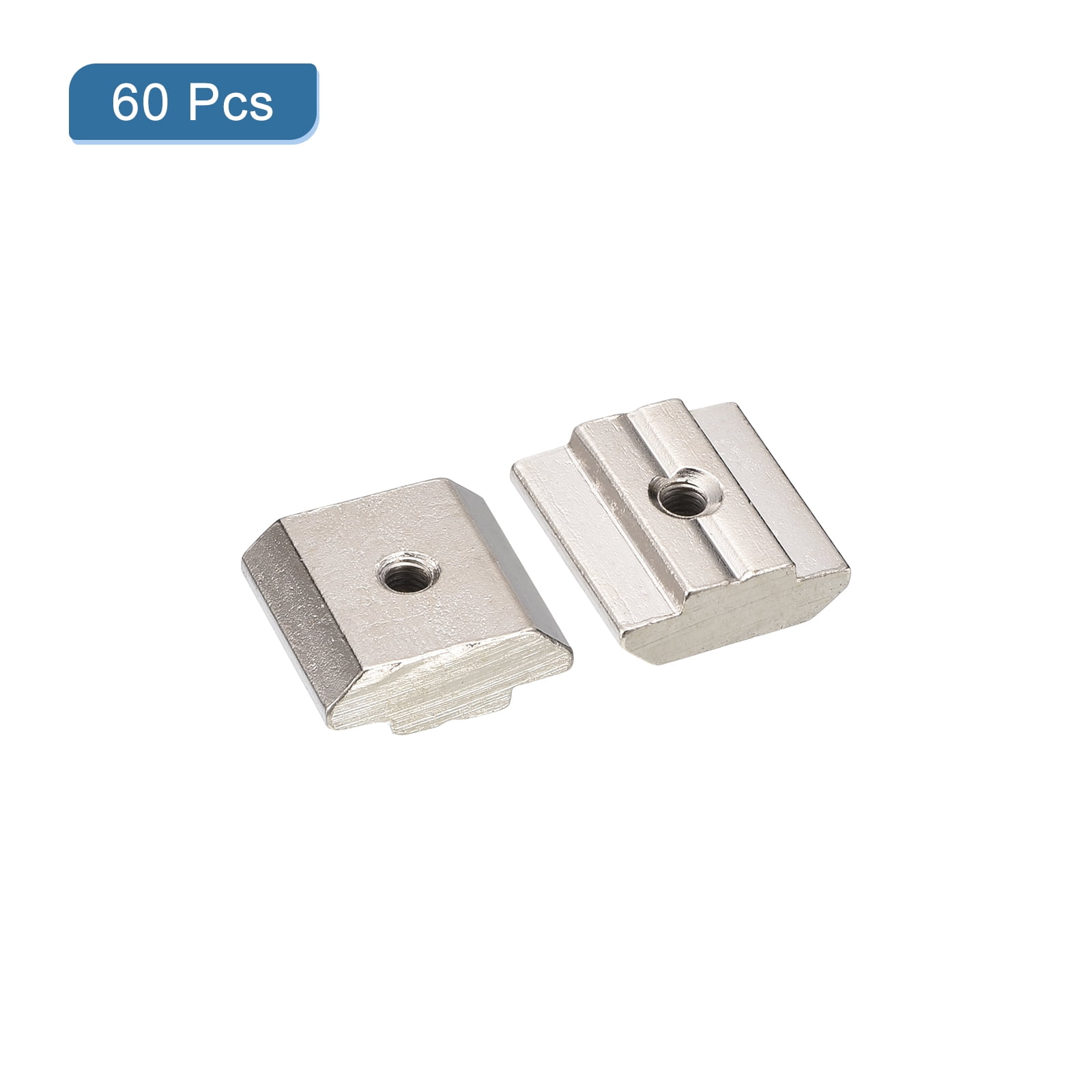 T Nuts, 60pcs - Nickel Plated Carbon Steel T Slot Bolts, 3030 Series M3 Hammer Head Fastener, Sliding T Nuts for Aluminum Extrusion Profile (Silver)