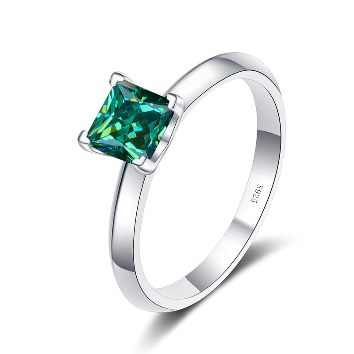 Moissanite Ring for Women 2ct Princess Cut D Color VVS1 White/Green/Pink Diamond Ring Moissanite Engagement Anniversary Promise Wedding Rings for Women with Certificate