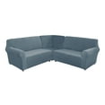 thumbnail image 3 of Eurhowing 5-Seater L-Shaped Sofa Cover, Stretch Velvet Soft Couch Slipcover for Sectional Corner Sofa, Non-Slip Furniture Protector, Gray Blue, 3 of 7