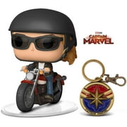 Warp Gadgets Captain Marvel Bundle - Funko Pop Ride Marvel: Carol Danvers on Motorcycle and Captain Marvel Pewter Key Ring (2 Items)