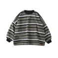 thumbnail image 5 of Suéter holgado de lana con cuello redondo y bolsillos a rayas de estilo retro holgado para mujer, ropa de otoño e invierno de talla grande para chica gordita, 5 of 5