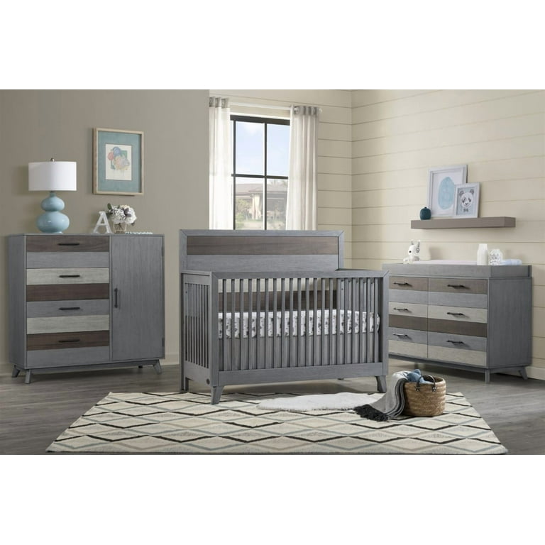 Soho Baby Cascade 4-in-1 Convertible Crib, Multi-Tone Gray