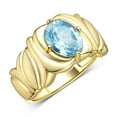 thumbnail image 3 of RYLOS Rings for Women 14K Yellow Gold Ring Solitaire 9X7MM Oval Gemstone with Satin Finish Band December Blue Topaz Jewelry Size 7, 3 of 7