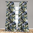 thumbnail image 4 of Ambesonne Floral Art Curtains, Night's Bouquet Ornament, Pair of 28"x63", Black Green and Violet Blue, 4 of 5
