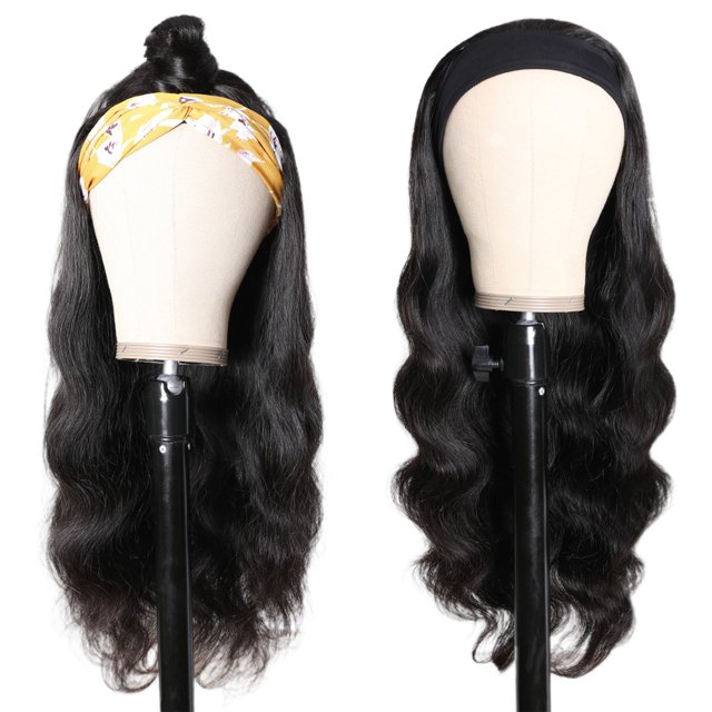 Peluca con diadema ondulada rizada para mujer, diadema ajustable a la moda, peluca y bufanda, peluca de fibra de alta temperatura
