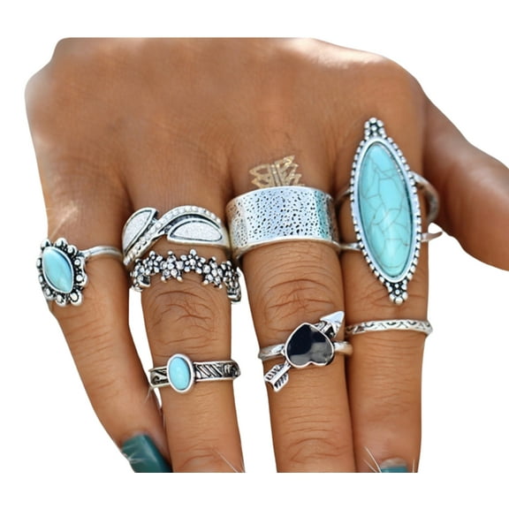 Howlite Turquoise Ring Set Of 8