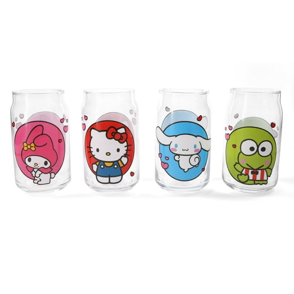 Sanrio Hello Kitty and Friends 4-Piece Glass Set | Each Holds 16 Ounces
