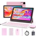 thumbnail image 1 of Tablet Android 15 de 10 pulg, 18 GB RAM+128 GB ROM/2 TB expandible, 2 en 1, funda/teclado/mouse/lápiz, procesador Quad-core de 2.0 GHz, pantalla HD IPS de 1280 x 800, 5G WiFi6 BT 5.0, cámara 8 MP, 1 of 5