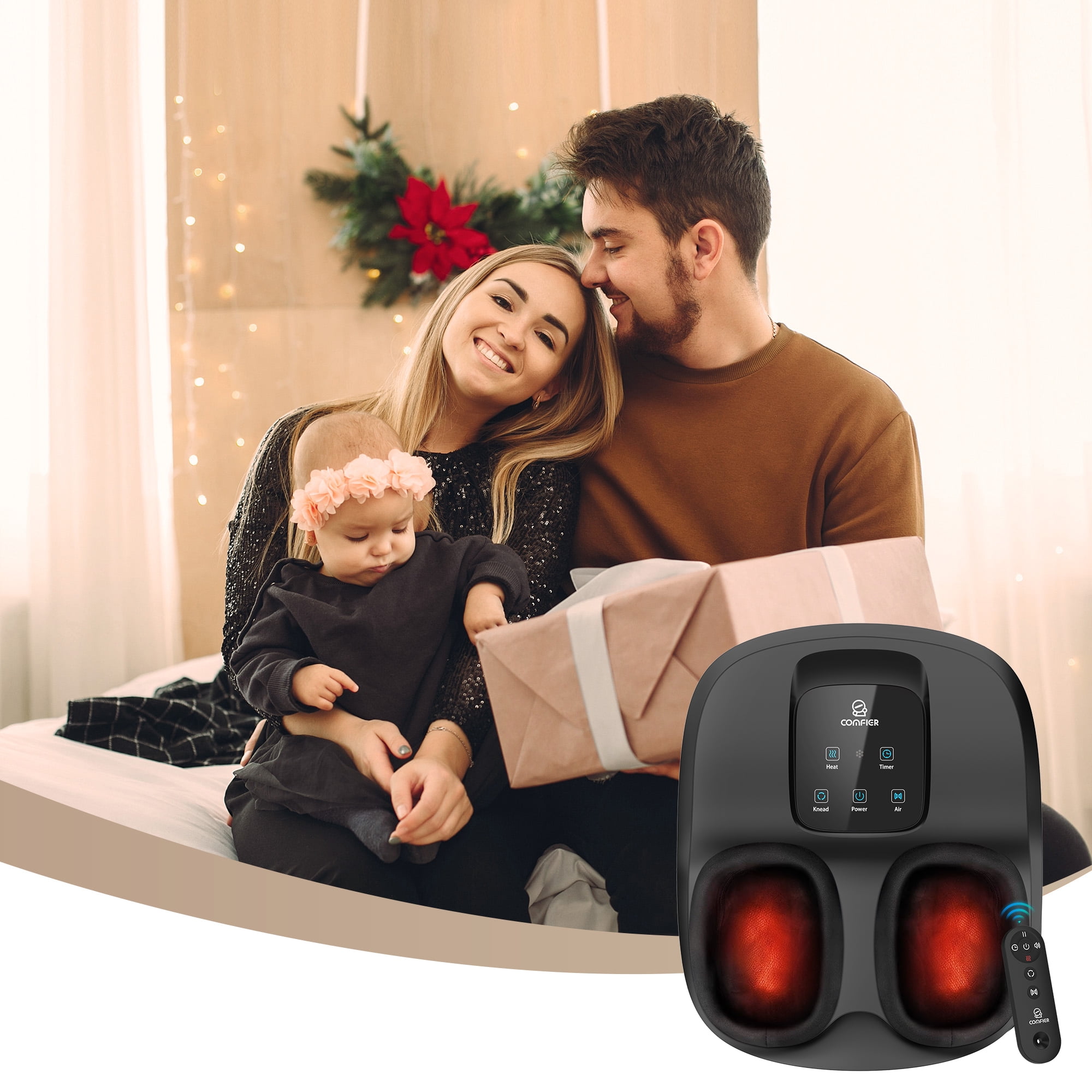 Comfier Foot Massager Machine with Heat, Shiatsu Foot Massager for Blood Circulation up to size 13, Gifts