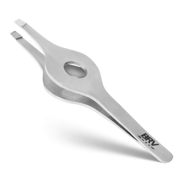 Pinzas inclinadas de agarre ancho BRV MEN | Puntas inclinadas limadas a mano para ultraprecisión | Pinzas para cejas y nariz/oreja/vello facial | Pinzas profesionales para mujeres y hombres - Plata