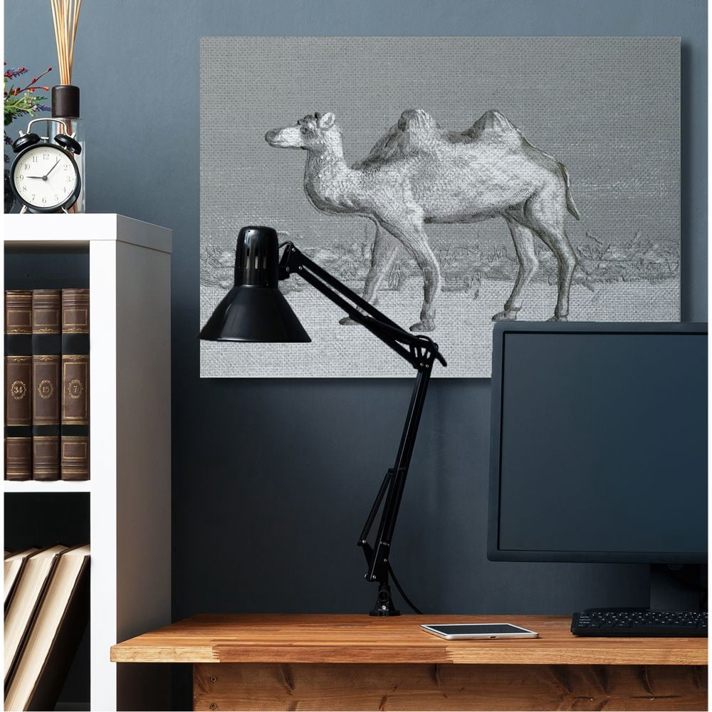 Desert Camel Animal Gray Design Super Oversized Stretched Canvas Wall Art by Ziwei Li