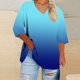 thumbnail image 1 of Heisall Womens Tshirts 3/4 Sleeve V-Neck Plus Size Loose Casual Print Daily Wear Fashion, 1 of 5