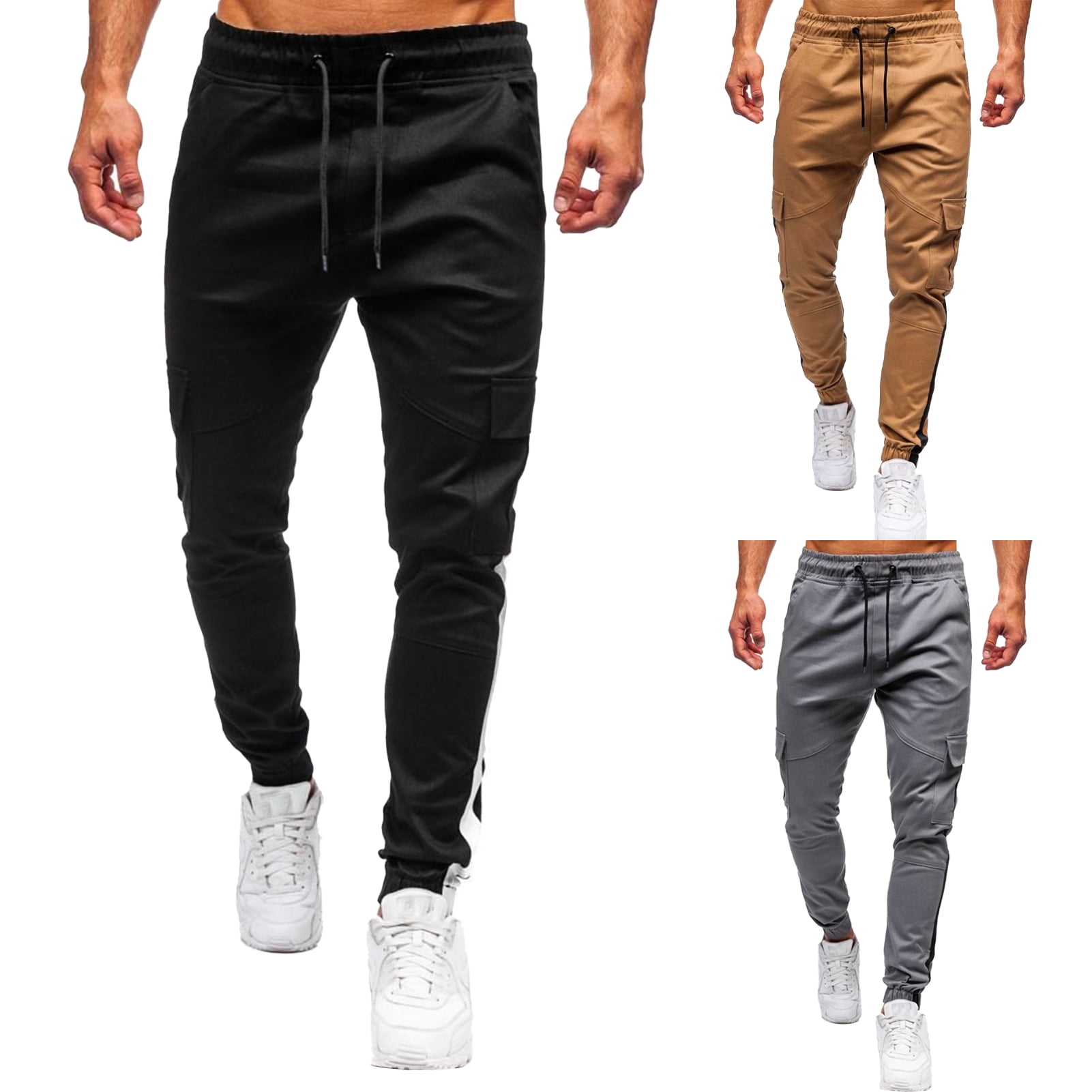 Mens Straight Stylish Long Cotton Solid Colored Cool Casual Pants 