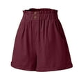 thumbnail image 6 of Running Shorts Womens Casual Shorts Elastic Waist Button Beach Shorts With Pockets Gym Shorts Women Wine S, 6 of 7