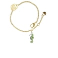 thumbnail image 2 of Delight Jewelry Silvertone Lime Green Seahorse Gold-tone Rose Link Chain Bracelet, 6.25"+1.75" Extender, 2 of 4