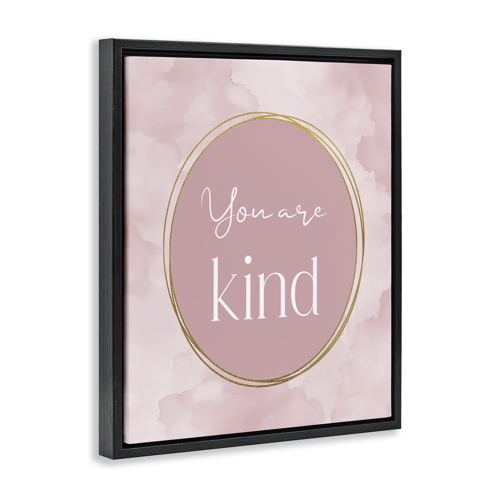 Stupell Industries Pink Golden Affirmation Black Framed Floater Canvas Wall Art, design by Christine Simpson Art
