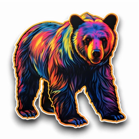 DOPASTICKER Neon Black Bear Animal Sticker Decal Car Laptop Scrapbook Phone Decal Water Bottle Stickers Cars Stickers Water Bottle Stickers For Kids