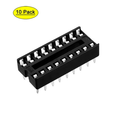 Uxcell 10pcs 2.54mm Pitch 2 Row 18 Flat Pins Soldering DIP IC Chip Socket Adaptor