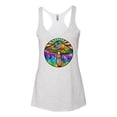 thumbnail image 2 of Wild Bobby Colorful Mushroom Retro Puff Print Fashion Tri-Blend Racerback Tank Top, Heather White, Medium, 2 of 6