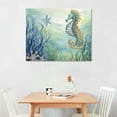 thumbnail image 2 of Nawypu Ocean Wall Art Sea Life Wall Decor Costal Watercolor Seahorse Painting Blue Ocean Animal Pictures Starfish Canvas Artwork for Bathroom Bedroom Home Decoration, 2 of 4