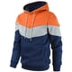 thumbnail image 2 of Sudadera con capucha deportiva para hombre, holgada, transpirable y con bloques de color en naranja, talla XL, 2 of 5