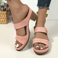 thumbnail image 2 of Hopeusnice High Heels Shoes for Women Open Toe Breathable Non-Slip Thick-Soled High Heel Trendy Women's High Heels Shoes PU Materials Summer Shoes Soft Elegant Shoes Pink 36, 2 of 4