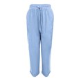 thumbnail image 3 of Dpytoraw Ladies Summer Elastic High Waist Solid Color Linen Wide Leg Loose Pants Stretch Casual Pants Women BU1 M, 3 of 4
