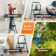 thumbnail image 2 of HBTower 2 Step Ladder, Folding Step Stool with Wide Anti-Slip Pedal, Sturdy Steel Ladder, Convenient Handgrip, Lightweight 500lbs Portable Steel Step Stool, Green, 2 of 8