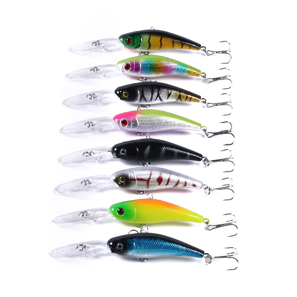 HENGJIA Minnow Bass Fishing Lures, Jerkbait Lure Set Hard Baits Crankbait for Catfish Trout Walleye Fishing Bait 8Pcs/kit
