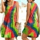 thumbnail image 5 of Vestido Corto Con Estampado Tie-Dye Vestido Sin Mangas Plisado, Amarillo Fluorescente, M seitruly AP002087-26, 5 of 7
