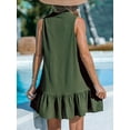 thumbnail image 2 of Cupshe Women's Mini Dress Button V Neck Ruffled Hem Sleeveless A Line Summer Cover Up Dress, Size S-XL, 2 of 7