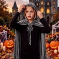 thumbnail image 5 of hengsof Kids Solid Color Cloak with Hood Unisex-Child Halloween Fashion Costume for Girls Boys Party Role Play Trick or Treat 2-17Y, 5 of 5
