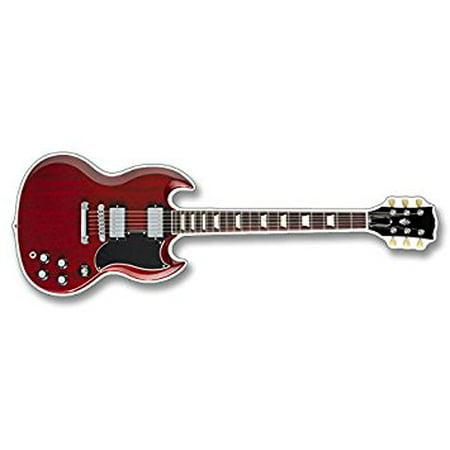 Red Gibson SG Style Guitar Shaped Sticker Decal (guitarist electric play band rock) 3 x 5