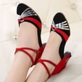 thumbnail image 4 of Zapatos de baile latino para mujer y niña, calzado de baile de salón de Tango, tacón alto, zapatos de baile de satén suave, sandalias de baile de salón de 3/5/7/cm, 4 of 5
