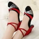 thumbnail image 4 of Zapatos de baile latino para mujer y niña, calzado de baile de salón de Tango, tacón alto, zapatos de baile de satén suave, sandalias de baile de salón de 3/5/7/cm, 4 of 5