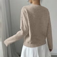 thumbnail image 5 of 1. Women's Embroidered Floral V-Neck Sweater Long Sleeve Oversized Knit Top Lace Trim, 5 of 9