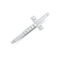 thumbnail image 3 of Sterling Silver Cz Anillo Cruzado Lateral Apilable Fino para Mujeres y Adolescentes - Talla 9, 3 of 3