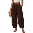 thumbnail image 2 of Linen Barrel Pants Women Cotton Palazzo High Waisted Balloon Pants Summer Casual Beach Boho Wide Leg Baggy Trousers, 3XL, 2 of 8