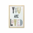 thumbnail image 1 of Lettering Wall Art with Frame, Doodle You Are Loved Typography Hand Drawn Dotted Letters Wavy Stripes, Printed Fabric Poster for Bathroom Living Room, 23" x 35", White and Multicolor, by Ambesonne, 1 of 2