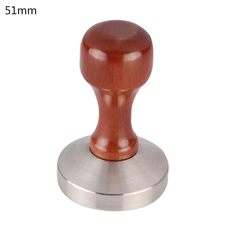 Flat Base Wooden Handle Stainless Steel Espresso Coffee Tamper Press Tool 