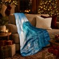 thumbnail image 3 of Turquoise Ocean Wave Curl with White Sea Spray, Coastal Surf Art for Beach Lovers, Birthday Gift, Soft Flannel Blanket for Bedroom and Lounge, Fresh Ocean Home Decor, 3 of 9
