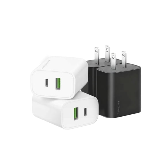 REKNA Cargador rápido USB-C y USB-A de 20W, paquete de 4