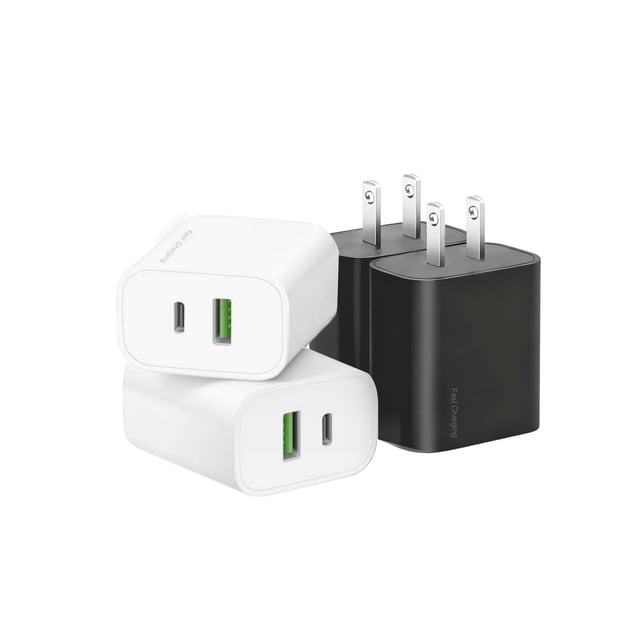 REKNA Cargador rápido USB-C y USB-A de 20W, paquete de 4