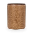 thumbnail image 2 of Pemberly Row Mango Wood Top Leather Wrap Accent End Table in Tan, 2 of 7