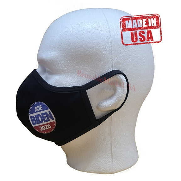 Joe Biden 2020 Face Mask MADE IN USA Presidential Election Democrat Blue Washable Reusable Soft Double Layer Fabric Comfortable Ear Loops