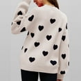 thumbnail image 4 of Women's Sweaters Heart Pink Striped Pullover Knitted Sweater Long Sleeved Round Neck, 4 of 5
