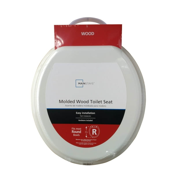 Mainstays Round Molded Wood Toilet Seat, White